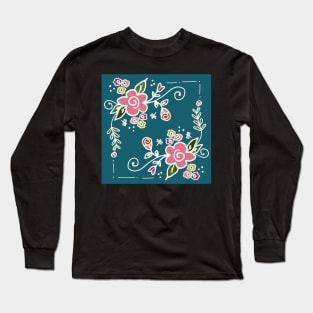 hand drawn floral design Long Sleeve T-Shirt